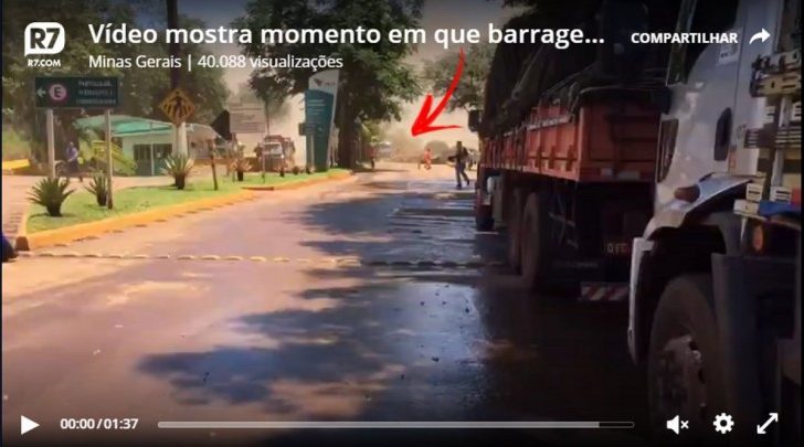 Vídeo mostra momento em que barragem de Brumadinho desmorona - Foto/Divulgação