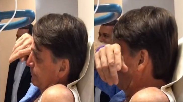 Bolsonaro se emociona ao receber cantores no hospital - Foto/Divulgação